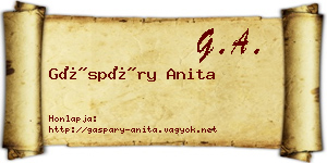 Gáspáry Anita névjegykártya